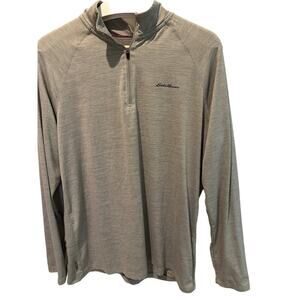 Eddie Bauer 1/4 Zip Pullover, Gray, Mens Large